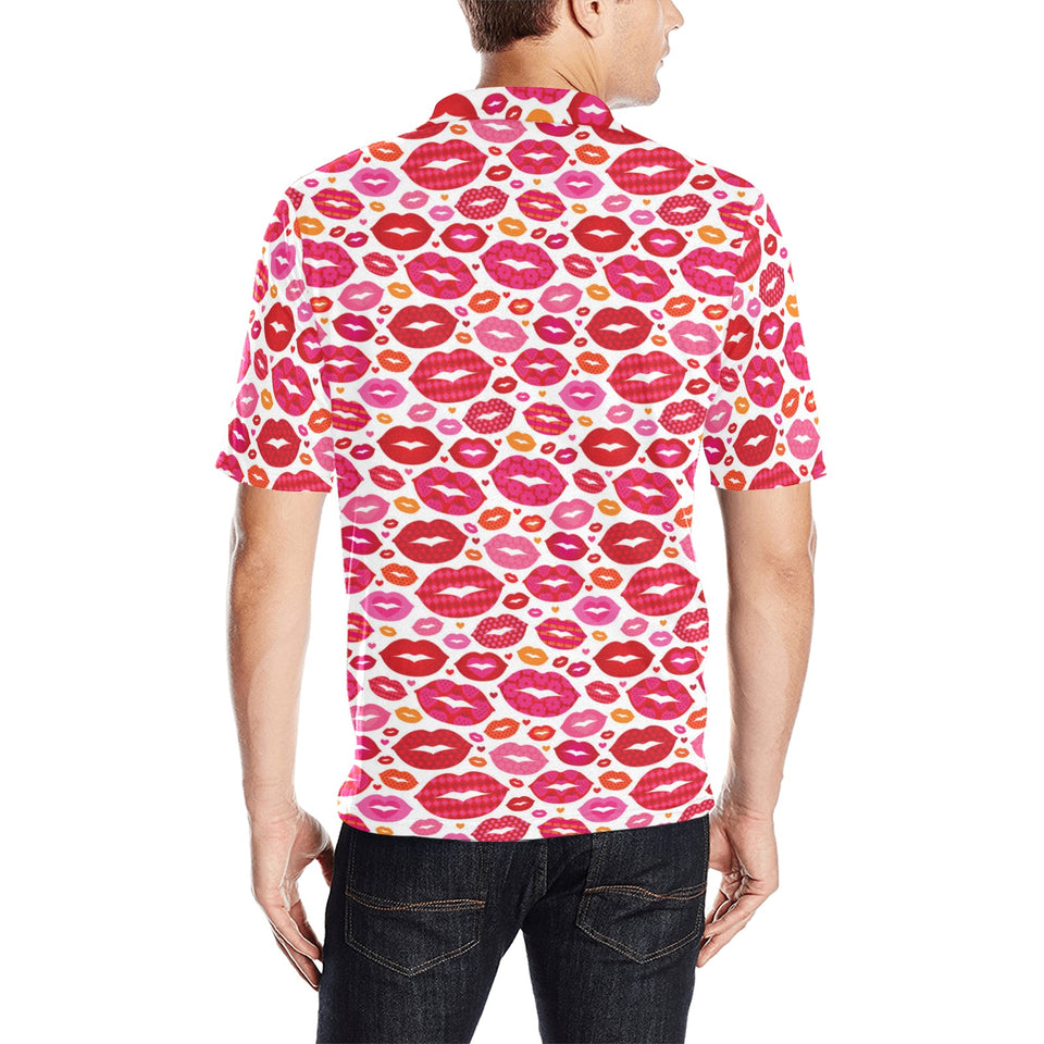 Lips Pattern Print Design 01 Men's All Over Print Polo Shirt