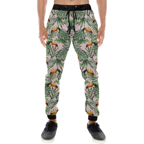 Toucan tropical green jungle palm pattern Unisex Casual Sweatpants