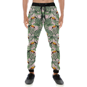 Toucan tropical green jungle palm pattern Unisex Casual Sweatpants