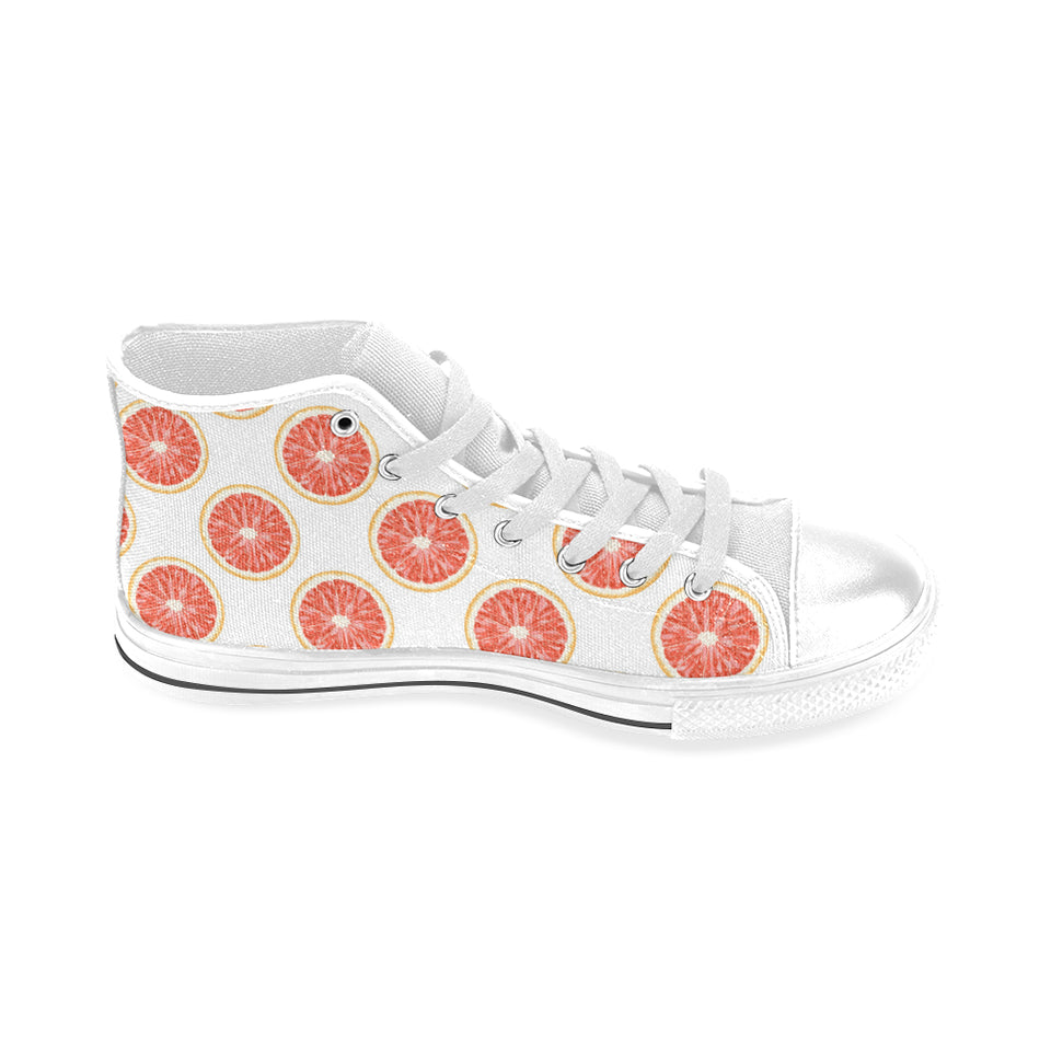 Grapefruit pattern Men's High Top Canvas Shoes White