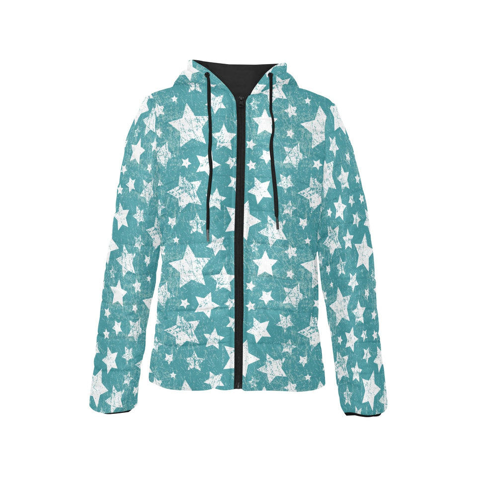 Vintage star pattern Women's Padded Hooded Jacket