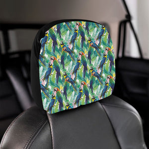Colorful parrot exotic flower leaves Car Headrest Cover