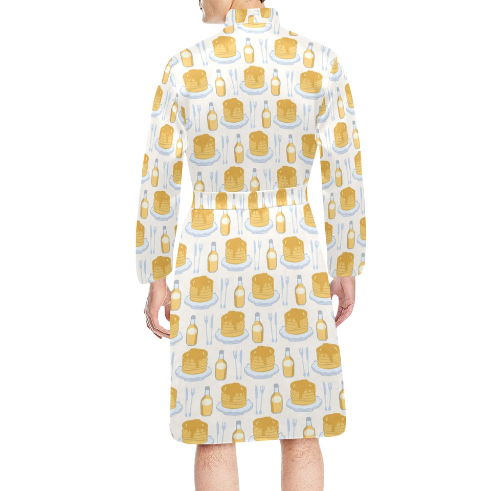 Pancake Pattern Print Design 05 Men's Long Sleeve Belted Night Robe