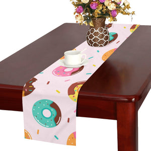 Donut pattern glaze pink background Table Runner