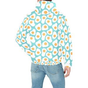 Fried Eggs Pattern Print Design 04 Men's Padded Hooded Jacket