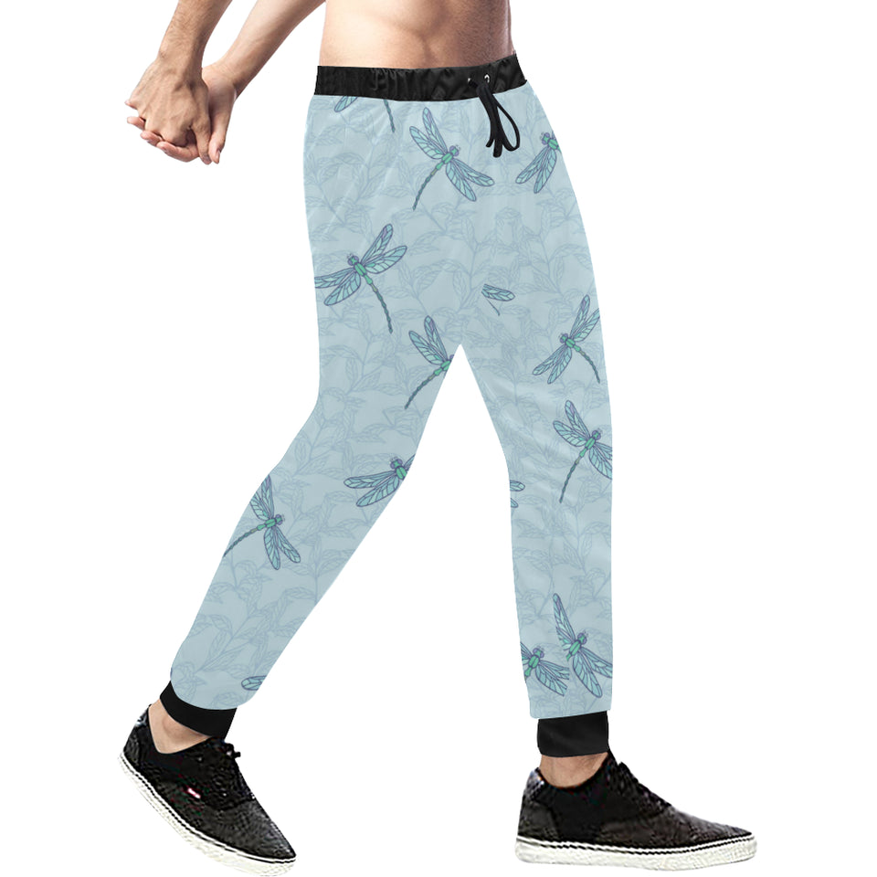 Dragonfly pattern blue background Unisex Casual Sweatpants
