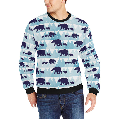 polar bear winter snow pattern Men's Crew Neck Sweatshirt