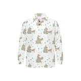 Cute Rhino pattern background Men's Long Sleeve Polo Shirt