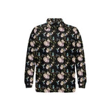 Hummingbird Pattern Print Design 03 Men's Long Sleeve Polo Shirt