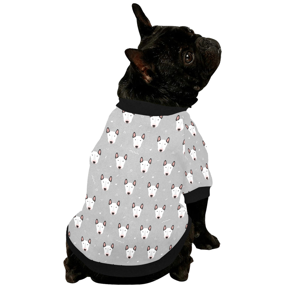 Bull Terrier Pattern Print Design 05 All Over Print Pet Dog Round Neck Fuzzy Shirt