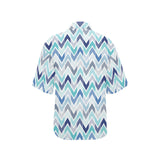 zigzag  chevron blue pattern Women's All Over Print Hawaiian Shirt