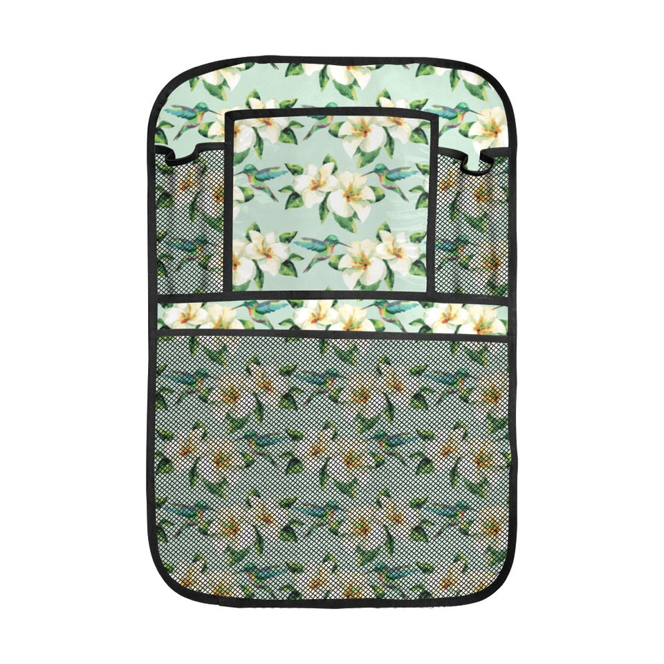 Hummingbird Pattern Print Design 01 Car Seat Back Organizer