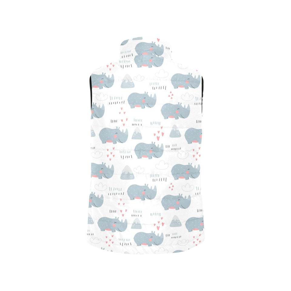 cute rhino heart pattern Women's Padded Vest