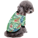 heliconia palm and monstera  leaves pattern All Over Print Pet Dog Round Neck Fuzzy Shirt