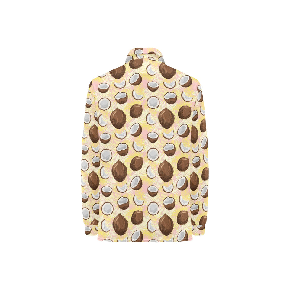Coconut Pattern Print Design 05 Women's Long Sleeve Polo Shirt