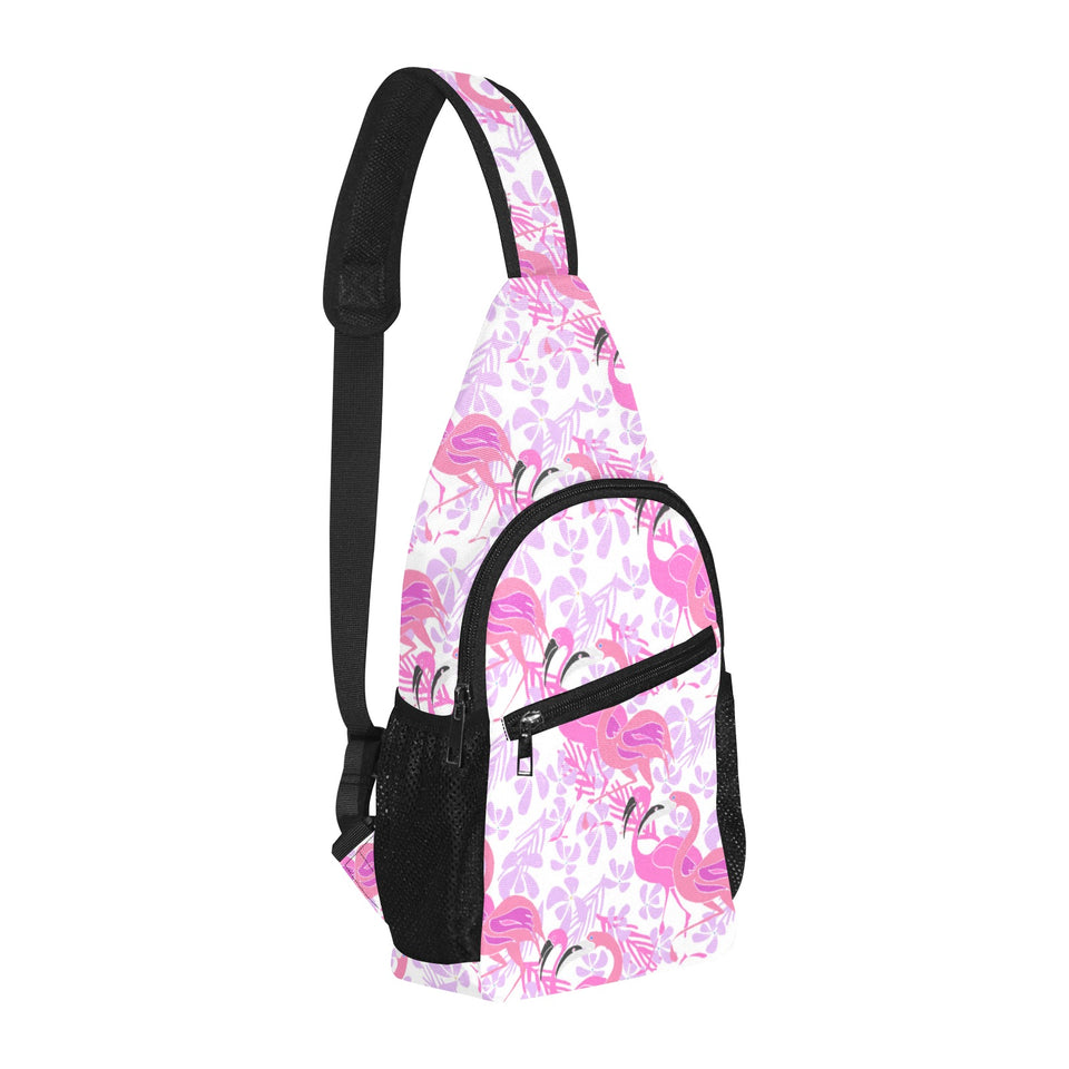Pink flamingo flower pattern All Over Print Chest Bag