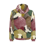 Japanese cranes flying forest dot pattern Men's Padded Hooded Jacket