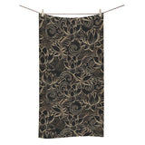 luxurious gold lotus waterlily black background Bath Towel
