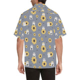 Cute hamster sunflower pattern background Men's All Over Print Hawaiian Shirt