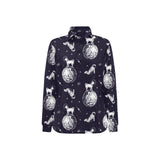 Chihuahua space helmet. astronaut pattern Women's Long Sleeve Polo Shirt