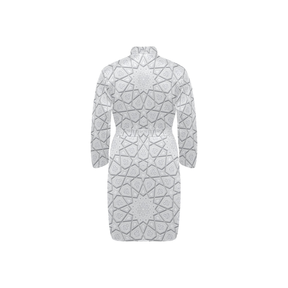 arabic star pattern Men's Long Sleeve Belted Night Robe