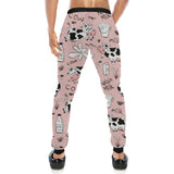 Cows milk product pink background Unisex Casual Sweatpants