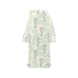 Seahorse shell pattern Blanket Robe with Sleeves