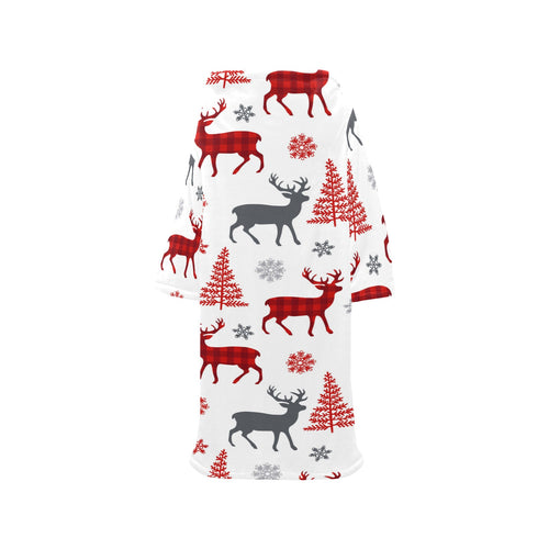 Deer tree snowflakes chrismas pattern Blanket Robe with Sleeves