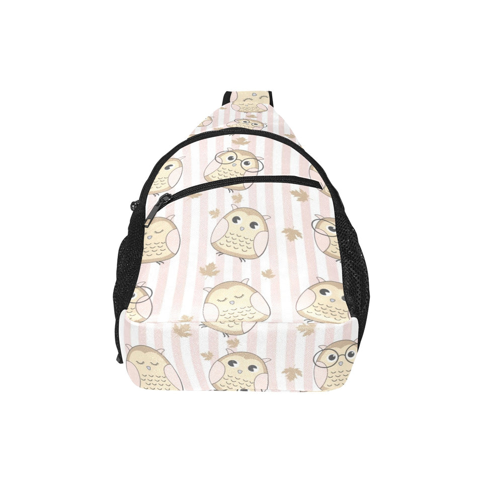 cute owl leaf All Over Print Chest Bag