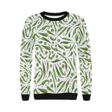 Hand drawn sketch style green Chili peppers patter Women's Crew Neck Sweatshirt