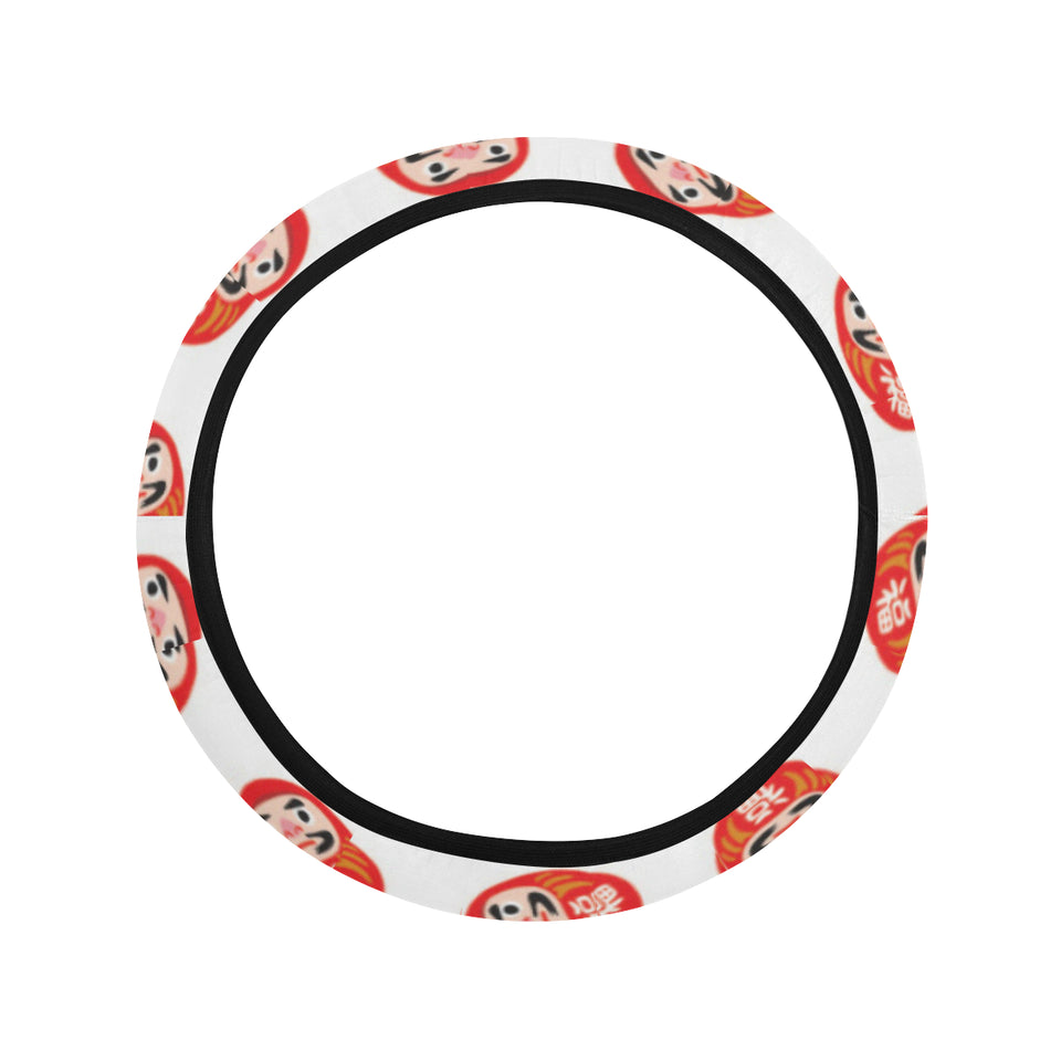 Daruma japanese wooden doll pattern Car Steering Wheel Cover