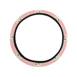 Cute hamster cheese pattern pink background Car Steering Wheel Cover