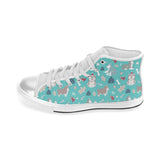 Christmas cute siberian husky puppie pattern Women's High Top Canvas Shoes White