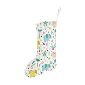 Cute elephants palm tree flower butterfly pattern Christmas Stocking
