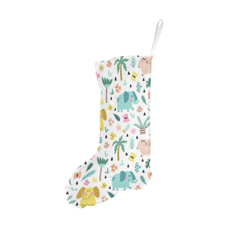 Cute elephants palm tree flower butterfly pattern Christmas Stocking