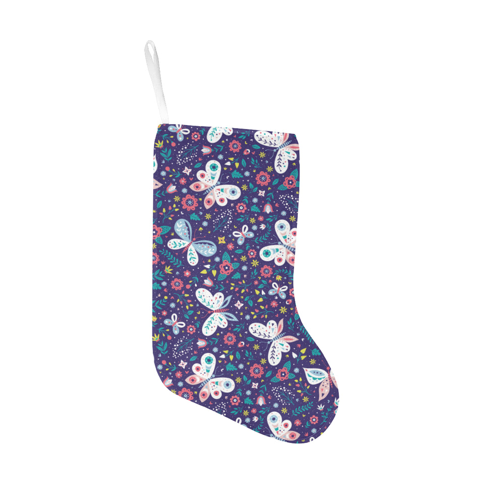Colorful butterfly flower pattern.eps Christmas Stocking