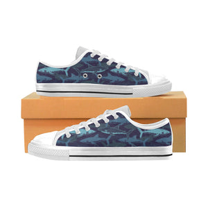 Shark pattern Men's Low Top Shoes White