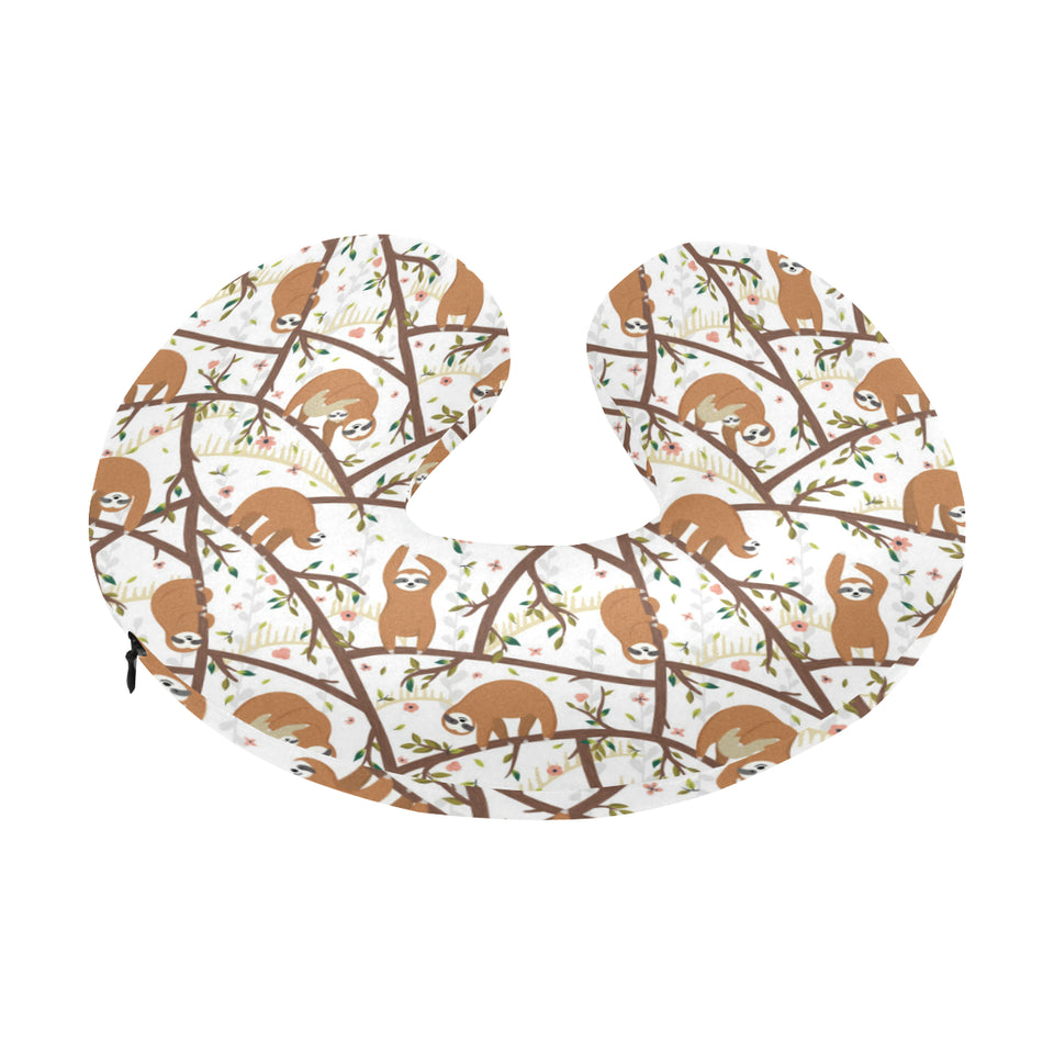 Sloths hanging on the tree pattern U-Shaped Travel Neck Pillow