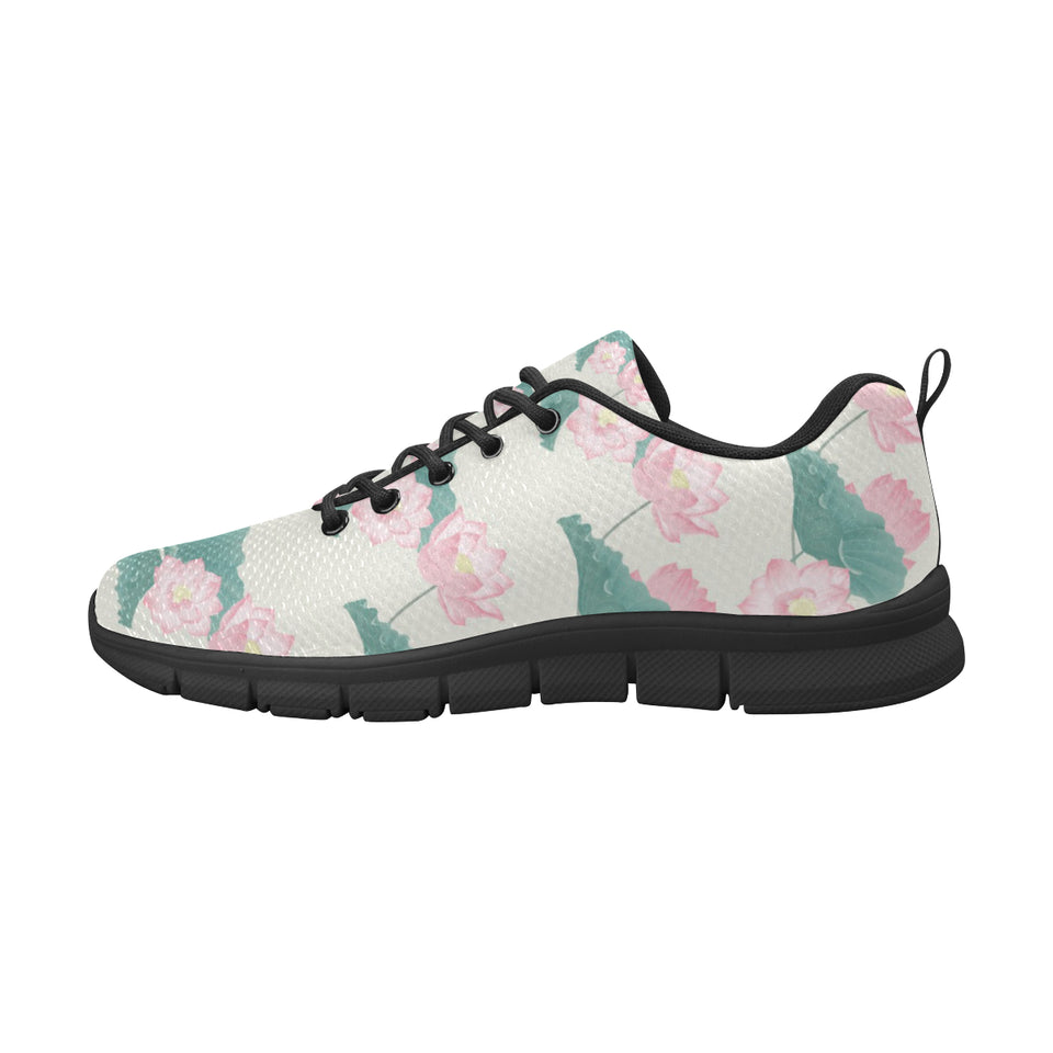 Pink lotus waterlily leaves pattern Women's Sneaker Shoes