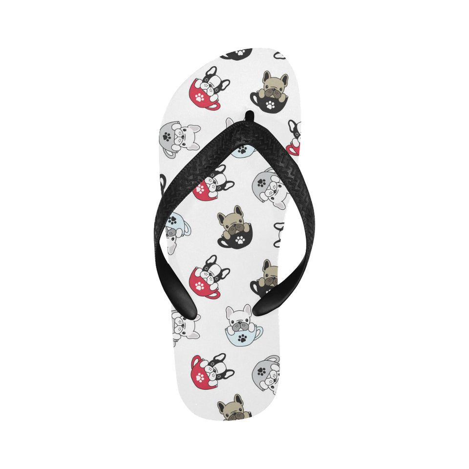 French bulldog cup paw pattern Unisex Flip Flops