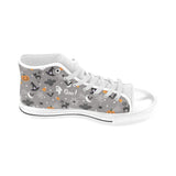 Halloween design pattern Men's High Top Canvas Shoes White