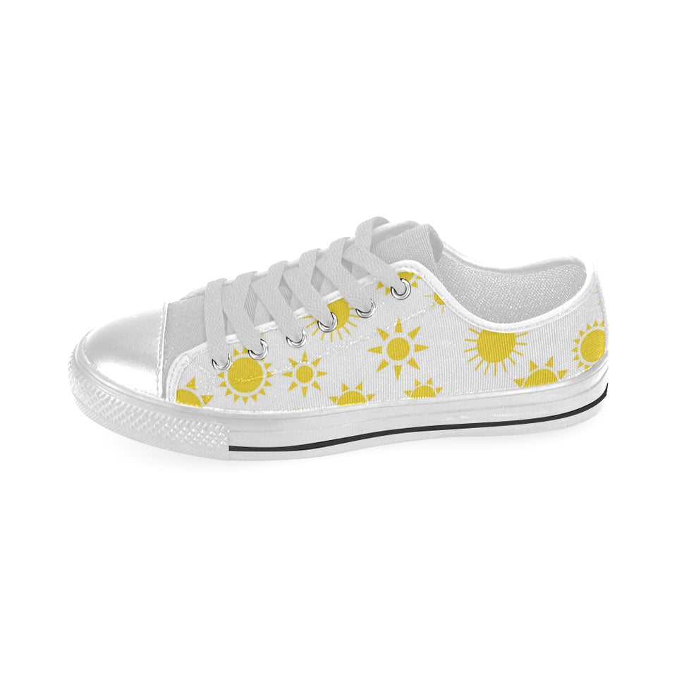 Sun pattern Men's Low Top Shoes White