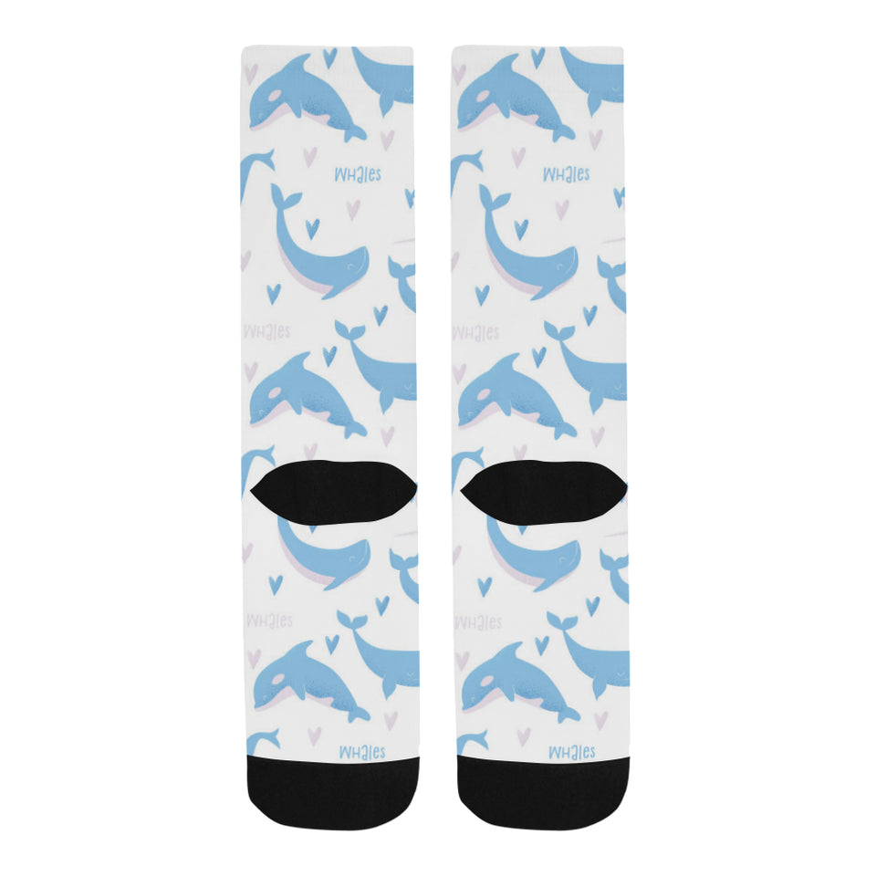 Blue whale pattern Crew Socks
