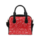 sushi pattern red background Shoulder Handbag