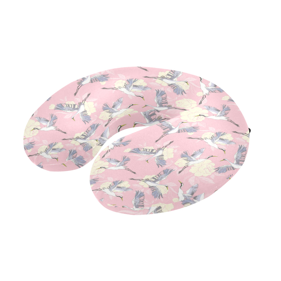 Japanese crane rose pattern U-Shaped Travel Neck Pillow