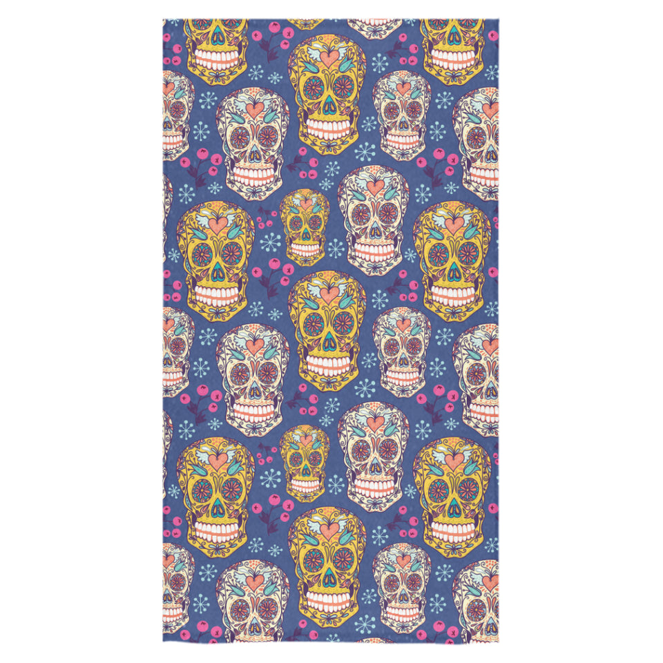 Sugar skull flower pattern Bath Towel
