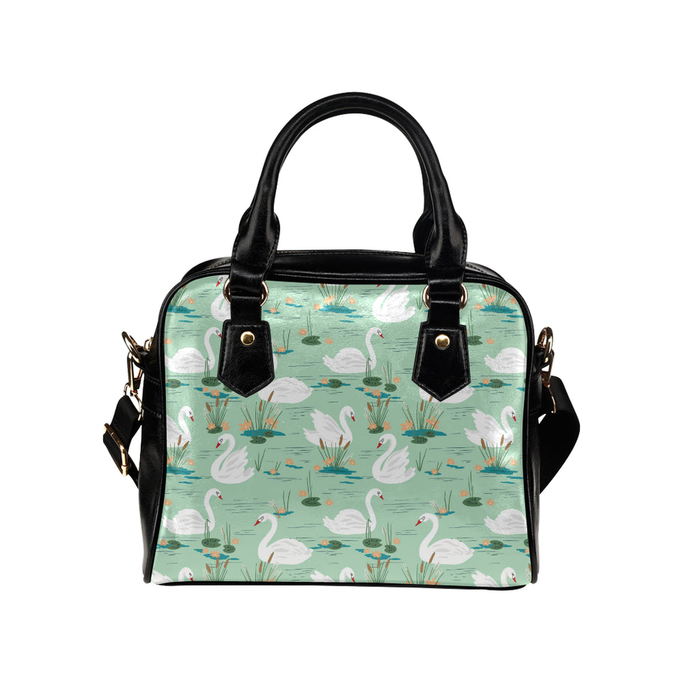 White swan lake pattern Shoulder Handbag