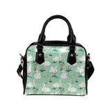 White swan lake pattern Shoulder Handbag