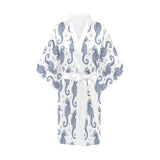 Seahorse pattern background Women's Short Kimono Robe