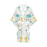 Cute elephants palm tree flower butterfly pattern Women's Short Kimono Robe